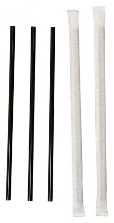 Трубочки для коктейля P.L. Proff Cuisine d=8 мм h=24 см (250 шт.) прямые черные в индивидуальной упаковке