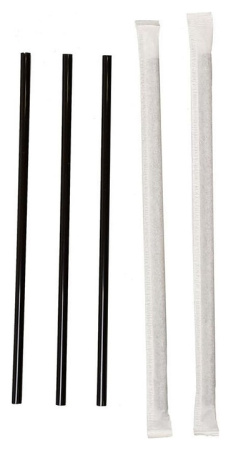Трубочки для коктейля P.L. Proff Cuisine d=5 мм h=21 см (250 шт.) с изгибом черные в индивидуальной упаковке