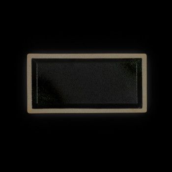 Блюдо прямоугольное «Corone Rustico» 265х130 мм черное с зеленым