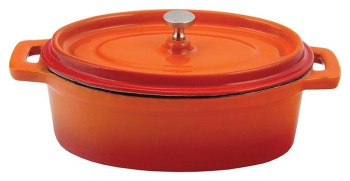 Кастрюля для подачи P.L. Proff Cuisine 15701-12EO 250 мл 12х9 см (эмалированный чугун) овальная с крышкой