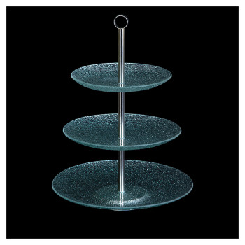 Этажерка сервировочная Corone Aqua 8''/10''/11'' Ø 21/25/30 см 3-ярусная (стекло / металл) круглая