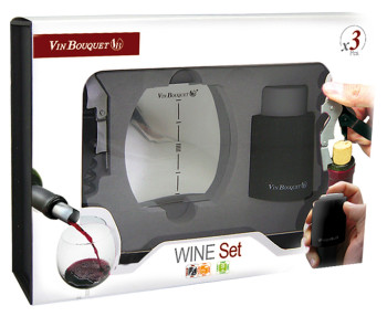 Набор для вина Vin Bouquet FI 025 SET двухступенчатый штопор, пробка-насос 2в1, пластины - каплеуловители