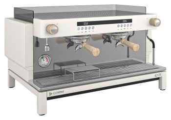 Кофемашина Crem EX3 2GR Display TA белая, высокие группы, светлый дуб