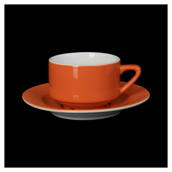 Чайная пара Corone Gusto 7925/7927 250 мл (фарфор) оранжевая