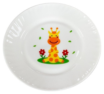 Тарелка мелкая ROAL XP80 8" Ø 20 см (стеклокерамика) белая с рисунком «жирафик»