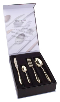 Набор столовых приборов CRISTEMA PEP-12000-24LWG 24 шт., на 6 персон, зеркальная полировка, шампань