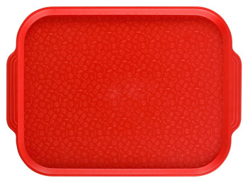 Поднос столовый Клен PS Red 4410 450х355 мм (полистирол) с ручками красный
