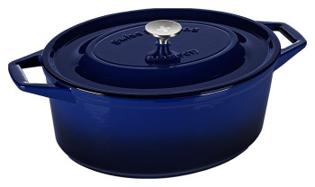 Кастрюля Swiss Diamond PC1329CB (29 см) чугунная овальная синяя