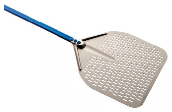 Лопата для пиццы прямоугольная перфорированная GiMetal A-45RF/120 Azzurra 45х45 см l=120 см (алюминий)