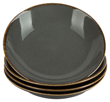 Набор из 4 глубоких тарелок Porland Seasons POR0028 210 мм тёмно-серый