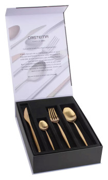 Набор столовых приборов CRISTEMA PEP-19300-24LED 24 шт., на 6 персон, матовая полировка, золото