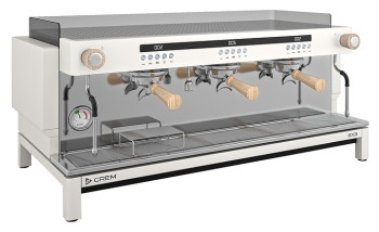 Кофемашина Crem EX3 3GR Display TA белая, высокие группы, светлый дуб