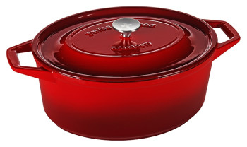 Кастрюля Swiss Diamond PC1329CR (29 см) чугунная овальная красная