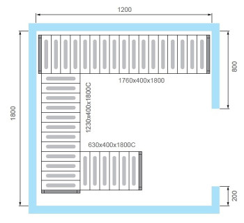 Комплект стеллажей POLAIR для КХН-6,61 (вариант 2, 5 ярусов)