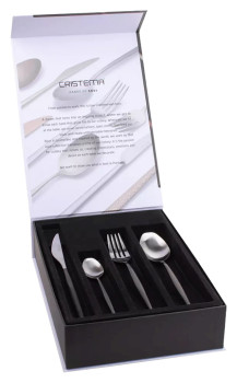 Набор столовых приборов CRISTEMA PEP-19300-24LECBLK 24 шт., на 6 персон, матовая полировка, сталь/черный