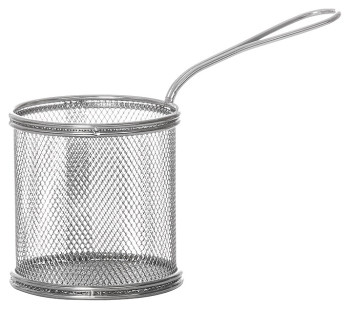 Корзинка для подачи картофеля фри Luxstahl QL089-03 Ø 9 см h=9 см (нерж. сталь) круглая с рукояткой