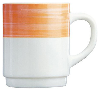 Кружка Arcoroc Brush 54719 250 мл, бело-оранжевая