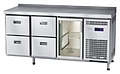 Стол холодильный Abat СХС-60-02 (1 дверь-стекло, 4 ящика, борт)