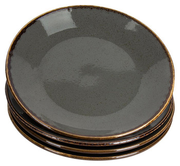 Набор из 4 обеденных тарелок Porland Seasons POR0025 240 мм тёмно-серый
