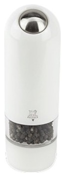 Мельница для перца электрическая Peugeot Alaska 27667, 50х170 мм, АБС-пластик, акрил / нержавеющая сталь / металлический измельчитель, белая / прозрачная
