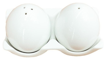 Набор для специй P.L. Proff Cuisine F2004S+F2004P+F2006 "Яйцо" 2 емкости на подставке (фарфор) белый