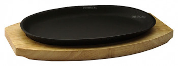 Сковорода порционная Luxstahl DSU-S-D1 270х180 мм, чугун, на деревянной подставке