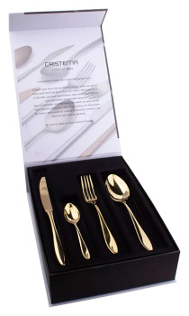 Набор столовых приборов CRISTEMA PEP-12000-24LD 24 шт., на 6 персон, зеркальная полировка, золото