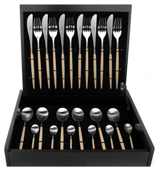 Набор столовых приборов CUTIPOL Mio MI.006 IV 24 шт., матовая сталь, ручки цвета слоновой кости