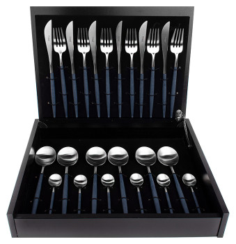 Набор столовых приборов CUTIPOL Goa GO.006 BLE 24 шт., матовая сталь, синие ручки