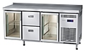 Стол холодильный Abat СХС-70-02 (1 дверь-стекло, 2 ящика, 1 дверь-стекло, борт)