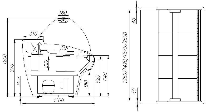 Холодильная витрина Полюс ВХС-1,25 Сarboma G110 (G110 SM 1,25-1)