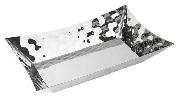 Блюдо для морепродуктов Luxstahl 460х290х90 мм (нерж. сталь) с дренажом прямоугольное