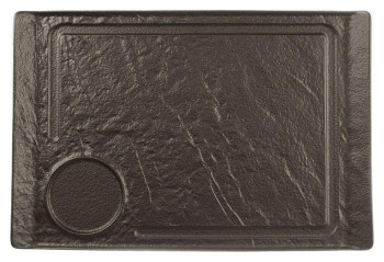 Блюдо прямоугольное P.L. Proff Cuisine Black Star 81223126 350х240х22 мм с выемкой для соусника
