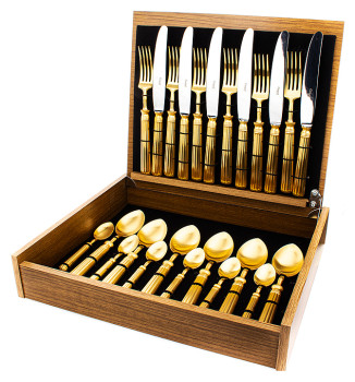 Набор столовых приборов CUTIPOL Line L.006 GB 24 шт., матовая позолота