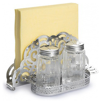 Набор для специй Luxstahl KH-309C нержавеющая сталь + салфетница кружево