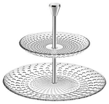 Этажерка RCR Cristalleria Italiana Alzatine 26373020106 2 яруса d=26/18 см h=21,8 см (хрустальное стекло)