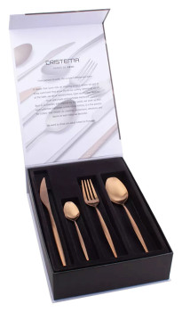 Набор столовых приборов CRISTEMA PEP-19300-24LECU 24 шт., на 6 персон, матовая полировка, медь