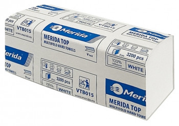 Полотенца бумажные Merida V-TOP 3200 2-слойные, белые (20х160 листов)
