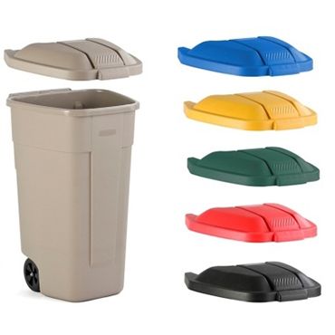 Контейнер для мусора Rubbermaid R002218 (100л) в комплекте с синей крышкой R002223