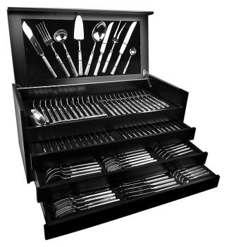 Набор столовых приборов CUTIPOL Line L.01 130 шт. на 12 персон, зеркальная сталь