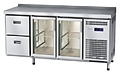 Стол холодильный Abat СХС-70-02 (2 двери-стекло, 2 ящика, борт)