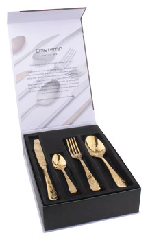 Набор столовых приборов CRISTEMA PEP-7800-24LD 24 шт., на 6 персон, зеркальная полировка, золото