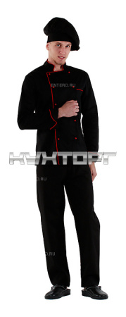 Куртка шеф-повара мужская Клен 00002, р.48, черная, красный кант
