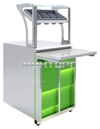 Прилавок для столовых приборов и подносов Luxstahl ПП (С)-600 Premium Neon