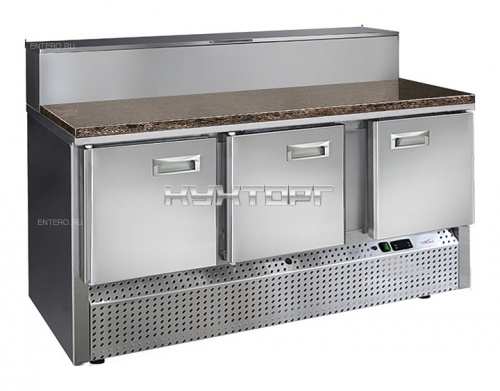 Стол холодильный для пиццы Finist СХСнпцг-700-3 (нижний холодильный агрегат) с гранитной столешницей