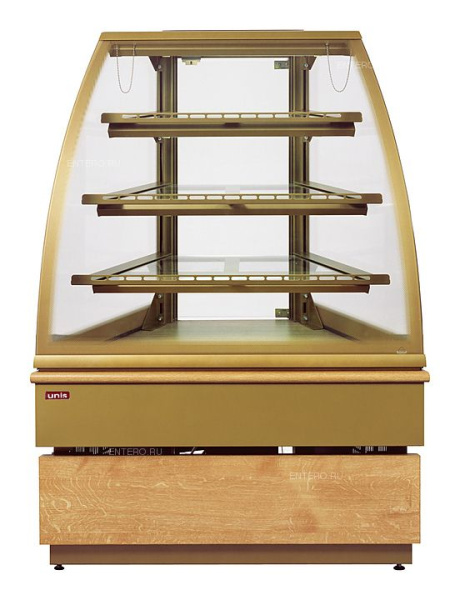 Витрина кондитерская UNIS Georgia III corner 45°, gold