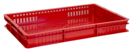 Ящик для полуфабрикатов Luxstahl 600х400х75 мм перфорированные бока, сплошное дно, ПЭНД [ЯП 1.2]