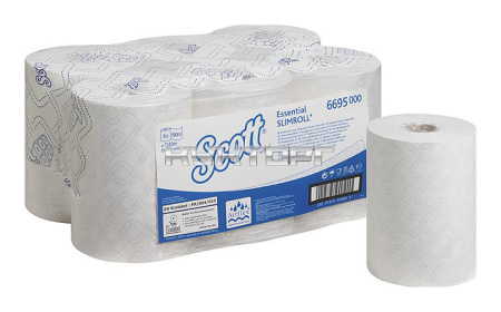 Полотенца бумажные для диспенсера Kimberly-Clark Scott Essential Slimroll 6695 рулонные 19х19,8 см, 6х190 метров
