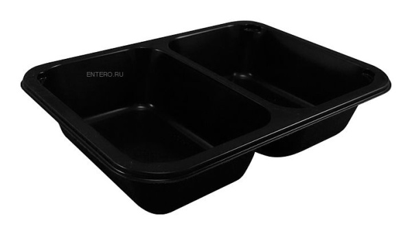 Контейнер под запайку VASSILII 187х137х38 мм 2 секц. 50/50 290/290 мл чер. 1х320