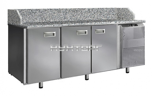 Стол холодильный для пиццы Finist СХСпцгб-700-3 (боковой холодильный агрегат) с гранитными столешницей и бортами